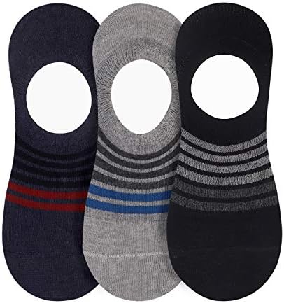 Men's Cotton Invisible Loafer Socks (Black, Navy, Grey , Free Size) - Pack of 3