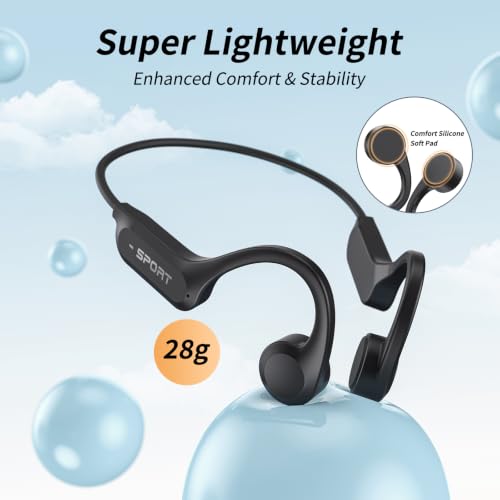 CXK Bone Conduction Headphones Bluetooth 6.0 Open Ear Wireless with Mic | Premium Loud Sound, 10-Hour Playtime, IPX6 Waterproof, Lightweight Bone Conduction Earbuds for Running, Cycling, Walking