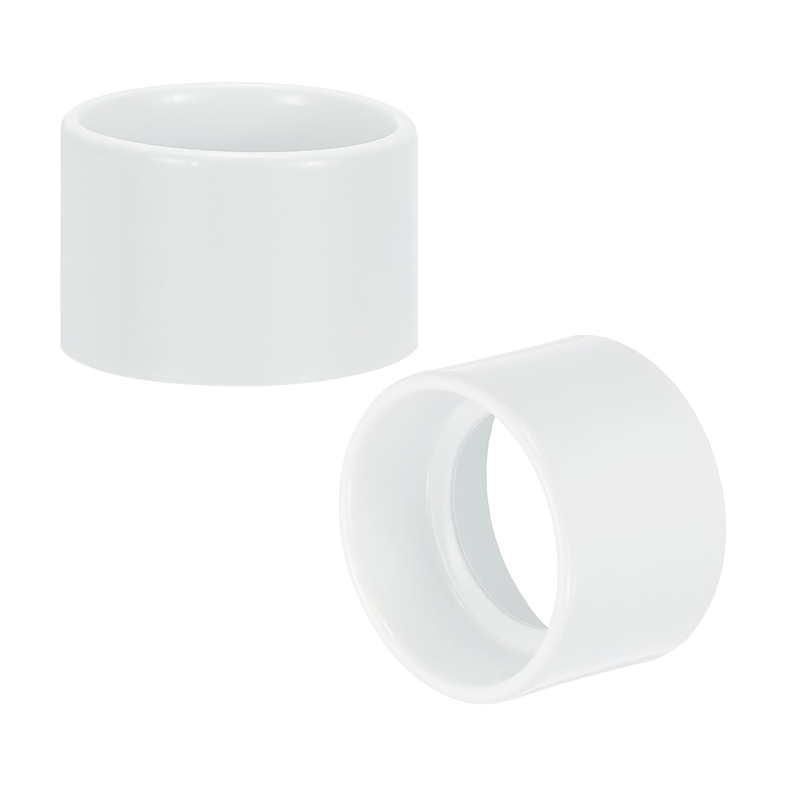 PATIKIL 2pcs White Metal Socket Ring, 2.1 Inch Diameter, 1.38 Inch Height, Suitable for 1-1/2 Inch Threaded Medium Ceramic Socket, Rust Resistant, Minimalist Style, Secures Lampshades and Light Covers