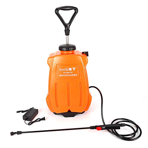 SHZICMY 16L Backpack Sprayer Electric Backpack Garden Wheel Sprayer Garden Weed Sprayer Dolly Cart Rechargeable Battery Orange (USA Stock)