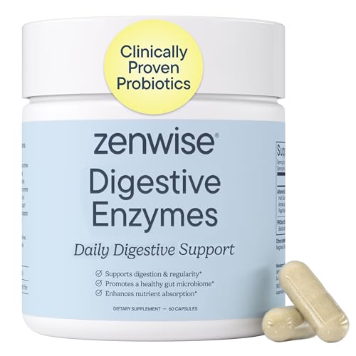 Zenwise Health Digestive Enzymes, Probiotics, for Gut Health Bloat - 60 CT | Multi Enzymes, Probiotics, Bromelain, Papaya, DE111 Probiotics Prebiotics, Gas and Bloating Relief, Vegetarian