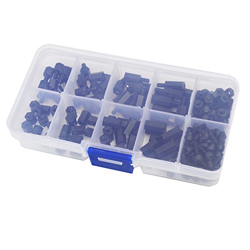 M3 Nylon Hex Standoff Plastic Thread Motherboard Spacer Prototyping Accessories for PCB, Quadcopter Drone, Computer & Circuit Board Assortment Kit (M3 Male Female ; Black)