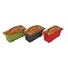 Starfrit Set of 3, Silicone Mini Loaf Pans, Green/Red/Gray