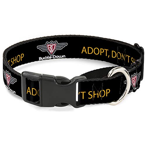 Buckle-Down Martingale Dog Collar Logo Adopt, Don't Shop Black/Yellow