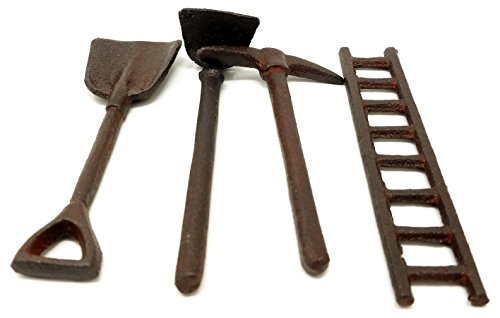 Fairy Garden Accessories Tools Decor Kit | Miniature Dollhouse Cast Iron Tool Set - Thumbnail 2