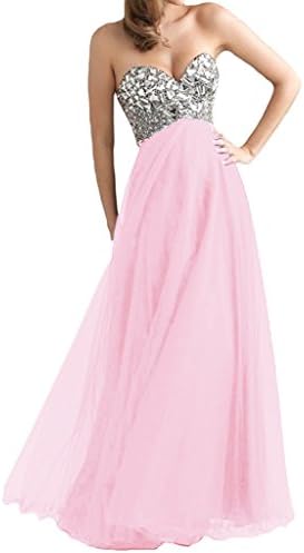 YanLian Women's Long Tulle Party Dress Prom Gown Evening Dresses Light Pink 3XL