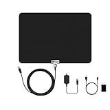 Energup Thin Digital Indoor TV Antenna, 50 Miles Range with 13.4 Feet Coax Cable - Black