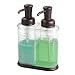 mDesign Double Liquid Hand Soap Dispenser Pump Bottle for Kitchen, Bathroom | Also Can be Used for Hand Lotion & Essential Oils - Clear/Bronze