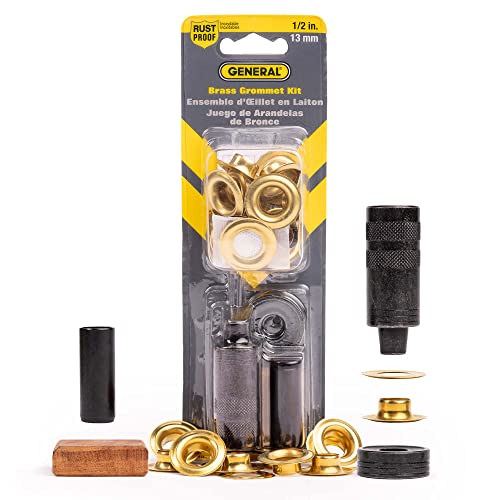 General Tools 1/2" Grommet Tool Kit 12 Solid Brass Grommets for Tarps