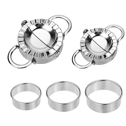 5 Pieces Stainless Steel Dumplings Maker, 2 Dumpling molds (9.5 cm, 7.5 cm) 3 Dumpling Skin Maker (9.5 cm, 8.5 cm, 7.5 cm) Chinese Dumpling Cutter Pie Ravioli Empanadas Press Mold Kitchen Accessories