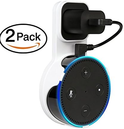 VPROPTION Outlet Wall Mount Hanger Holder Stand for Dot 2nd Generation, Best Space-Saving Dot Accessories for Your Smart Home Speaker without Mess Wires or Screws (Short Charging Cable Included)