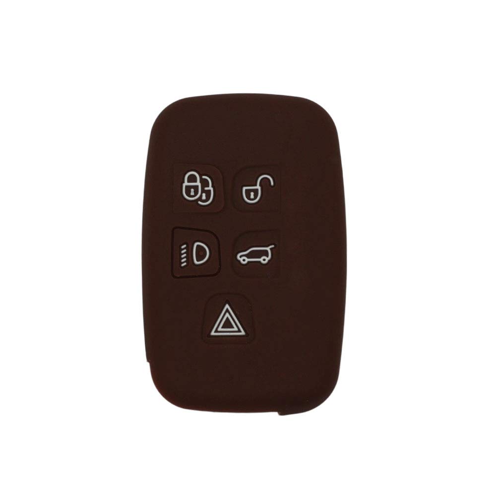 BROVACS Silicone Cover Protector Case Holder Skin Jacket Compatible with LAND ROVER LR4 Range Rover 5 Button Smart Remote Key Fob CV4982 Brown — image 1