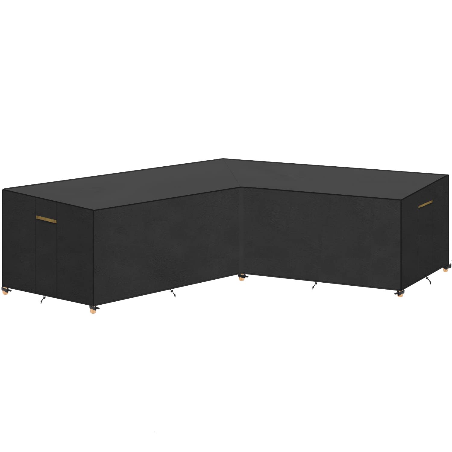 VANSHEIM Garden V-Shape Furniture Covers Waterproof Rattan Corner Sofa Covers Garden Rattan Sofa Cover Outdoor Rattan Corner Sofa Cover with Waterproof Tape 270x270x90/80cm