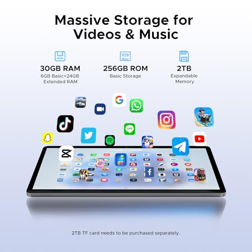 Tab G6 Android 16 Tablet 11 Inch, 30GB+256GB/2TB, 4G LTE Dual, Octa-Core Battery 8000mAh Android Tablet, HD+ 90Hz Screen Tablet with Sim, 13MP Camera, Gemini AI/Face ID/5G WiFi/GPS/3.5mm Audio