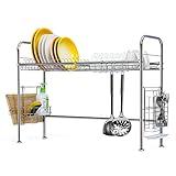 NEX 304 Stainless Steel Dish Rack Over the Sink Dish Drying Rack with Cutting Board Holder, Utensil Holder, Hooks