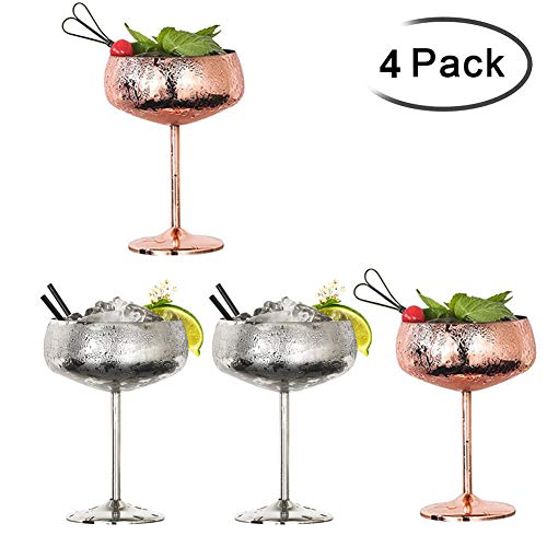 Martini Cocktail Champagner Gläser, Edelstahl 304 Glatter Spiegel Poliert, Dauerhaft Cocktailgläser Für Bar, Party…