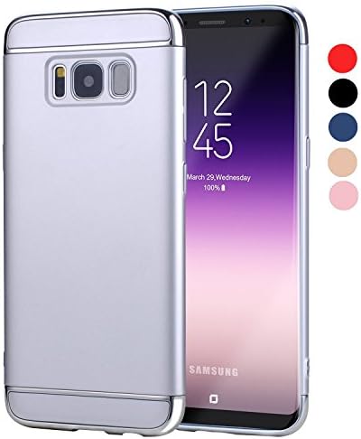 Galaxy S8 Case, Eunsoul 3 In 1 Ultra Thin and Slim Hard Case Coated Non Slip Matte Surface with Electroplate Frame for Samsung Galaxy S8 Case (5.8'')(2017) -- (Silver)