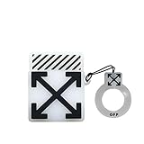 BlossomingLove Compatible with AirPods Case Keychain Full Protective Premium Silicone Cover Fashion Self-Custom Off White Style Skin for AirPods Charging Case (White)