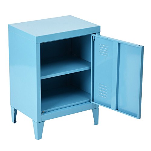HouseinBox Low Standing Locker Organizer Side End Table Office File Storage Metal Cabinet Cupboard Unit,White,15.9'' x 12'' x 22.6'' (Blue)