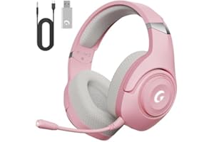 KAPEYDESI Wireless Gaming Headset for PS5, 2.4GHz Gaming Headphones Wireless with Noise Canceling Microphone for PS5, PS4, Fortnite & Call of Duty/FPS Gamers, 40-Hr Battery Gamer Headset for PC, Pink