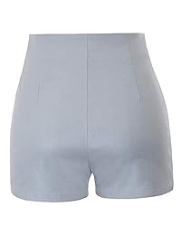 Pantalones cortos para dama, cintura alta, elásticos, con cremallera frontal, estilo pinup