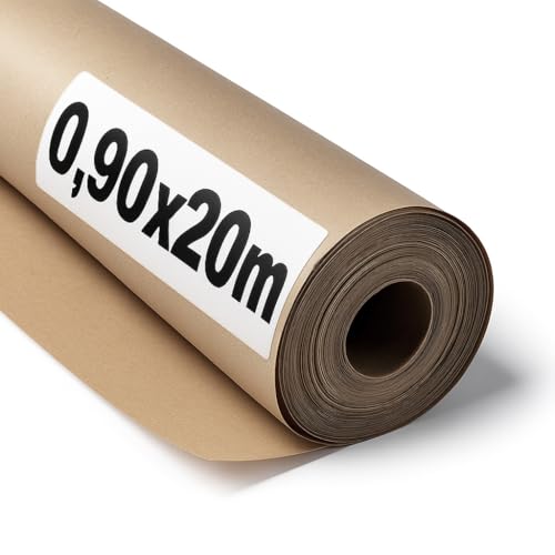 OFITURIA Naturbraunes Kraftpapier 70 g/m² – Rolle 0,90×20 m – Pack mit 6 Rollen – Recyclingpapier für Verpackungen, Basteln und Dekoration – Reißfest – Geeignet für Acryl- und Ölfarben