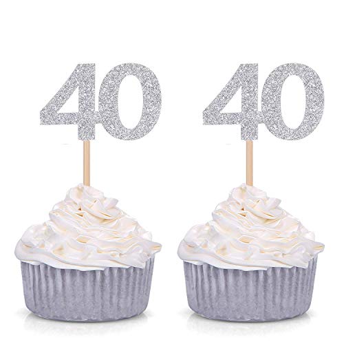 40th Birthday Cupcake Toppers. Donoter 50pcs 40th Cupcake Toppers Gold
