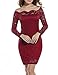 ACEVOG Women's Cocktail Party Dress Long Sleeve Bodycon Elegant Dresses (Medium, Wine Red)