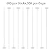 Caydo 300 Pieces 32 cm White Balloon Sticks Holders and Cups for Wedding, Birthday Party, Festival Celebrations