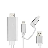 Lightning Micro USB to HDMI Adapter Cable,Hizek 2M Apple Android to HDMI HDTV HD 1080p High Definition Digital Video Cable Adapter with USB Charger Cable for iPhone 7/7Plus/6/6sPlus, Samsung Galaxy S6
