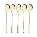 Onlycooker 18/10 Stainless Steel 5 PCS Korean Spoons Gold Tableware Dinnerware