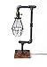 Bird Cage Designer Steampunk Water Piping Desk Top Table Lamp Real Wood Base Rustic Home Deco Steam Punk Industrial Loft Interior Design Bedside Minimalist Victorian Edison Iron Retro Lighting Lamps