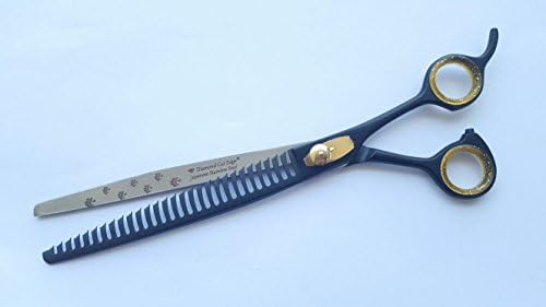 Diamond Cut Edge Professional Pet Dog Grooming Scissors Shears 8.5" Straight Thinning Blending Ebony Japanese Stainless with Protective Case