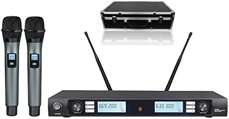 Dual Microphone Wireless System PRO UHF Handheld Karaoke wireless Microphone w Flight case