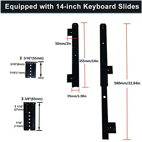 FRMSAET Furniture Accessories Office Product Suits Hardware 20/24/30 inches Keyboard Drawer Tray Wood Holder Under Desk Adjustable Height Platform. (24 inches, Black)