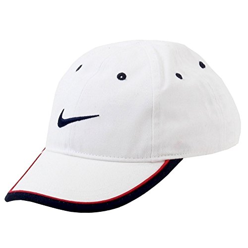 Nike Boys Embroidered Swoosh Logo Cotton Baseball Cap (4-7, White (001) / Black/Pink/White)