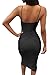 TOB Women's Sexy Spaghetti Backless Bodycon Lace up Front Club Dress Black Medium