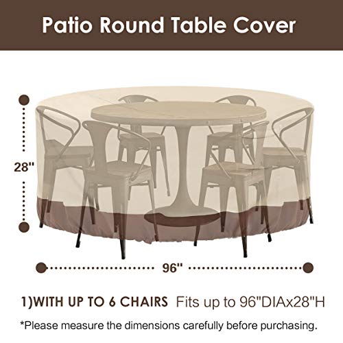 Vailge Round Patio Furniture Covers, 100 Waterproof Outdoor Table