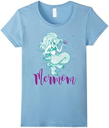 Womens Mom Mermaid Funny Matching Shirts Mermom Matching Cute Set Small Baby Blue