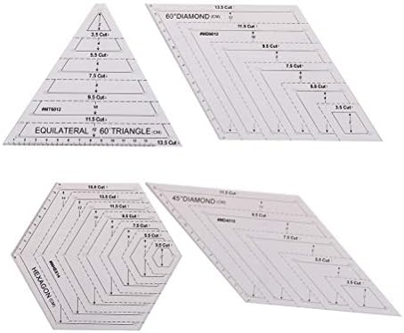 Quilting Patchwork Ruler Acrylic Quilters' Rulers Crafts Sewing Handmade Drawing Tool Set (Triangle, Hexagon, 45 Degrees, 60 Degrees Ruler)