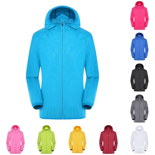 Women'S Outdoor Waterproof Jackets Lightweight Waterproof jacket Windbreaker Jacket Hooded Raincoat for Hiking & Travel Packable, Solid color Breathable Long Womens Rain Coats With Hood