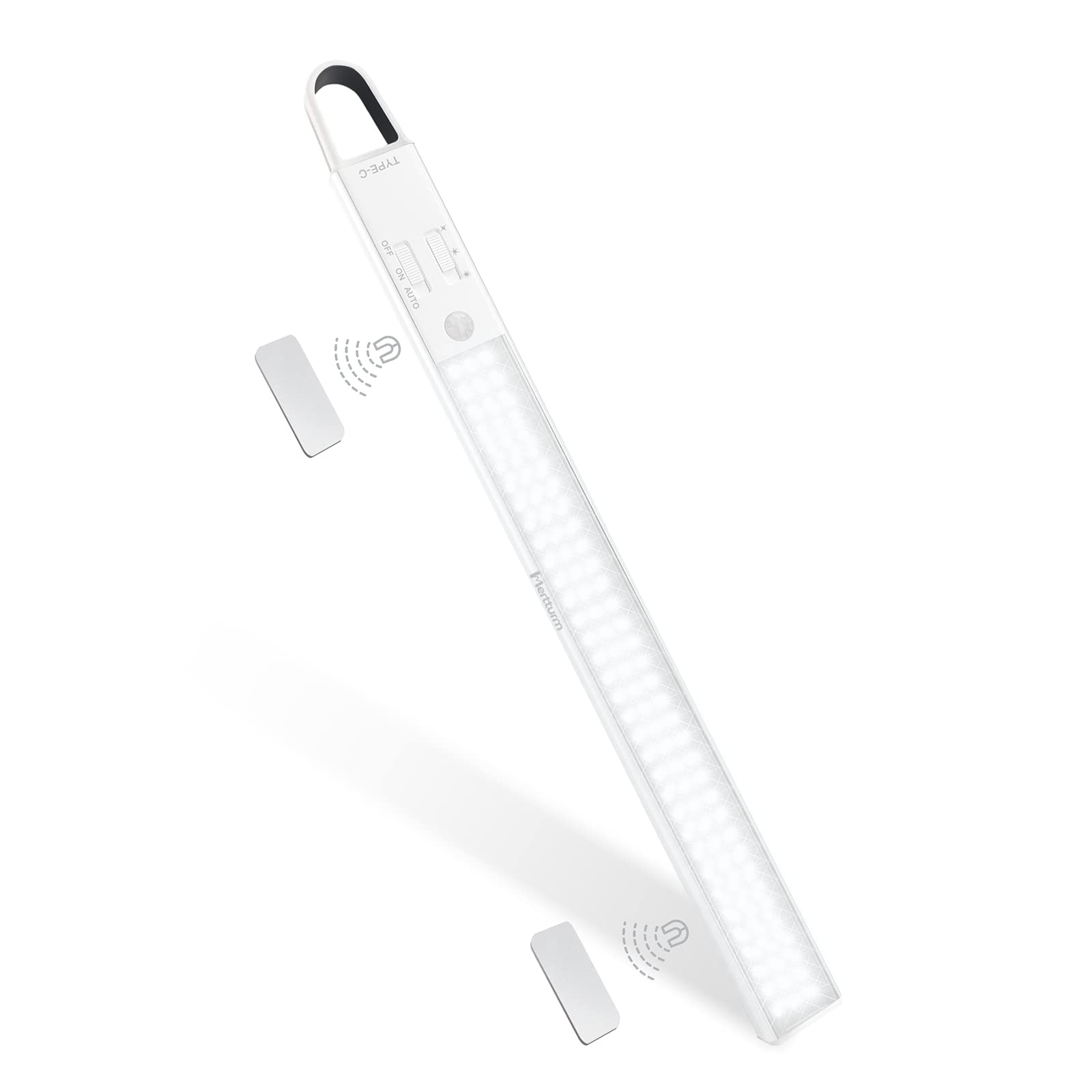 MERTTURM Motion Sensor Lights Indoor, 3000mAh Rechargeable Under Cabinet Light, 380Lumen Ultra Bright Wireless Closet Light for Kitchen, Counter, Wardrobe, Cupboard, Outdoor Hanging[Cool White]