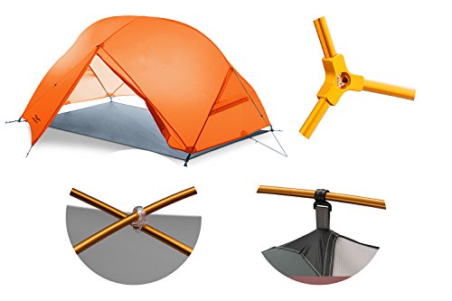 MIER 2 Person Camping Tent Double Layer 4 Season Lightweight Backpacking Tent with Footprint, Quick Setup Waterproof Dome Tent, Orange