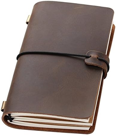 Refillable Leather Journal Notebook, Vintage Travelers Notebook Medium Size 6.8" x 4", Handmade Travel Journal to write in, Perfect Gift for Men and Women