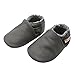 YALION Baby Boys Girls Shoes Crawling Slipper Toddler Infant Soft Leather First Walking Moccs(Grey,6-12 Months)