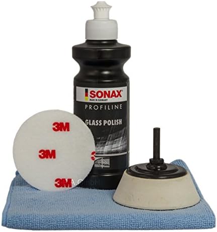 Sonax ProfiLine Glass Polishing Set, Glass Polish, 3M Polishing Pad, Polishing Disc 75 mm