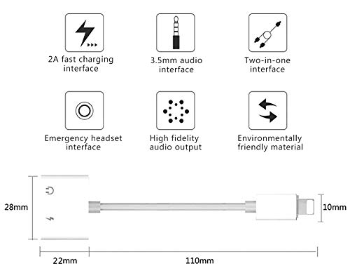 [Apple MFi Certified] Lightning to Headphone Jack Adapter, 2 in 1