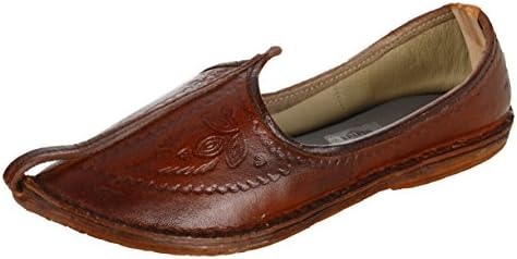 Krafto Men's Imprinted Tan Leather Jodhpuri Mojaris