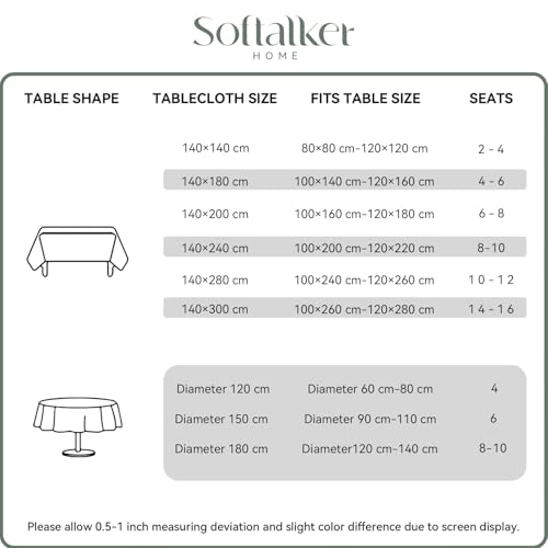 Softalker Cream Table Cloth Rectangular 140x200 cm Faux Linen Wipeable Tablecloths Water Resistant Dining Table Cover Elegant for Coffee Outdoor Party Spring Garden Kitchen Small Tabletop Decoration