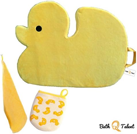 Bath Q Talent Multipurpose Bath Kneeler Bath Mat Complete Bundle with Baby Bath Hand Towel and Baby Bath Glove Wash Mitt